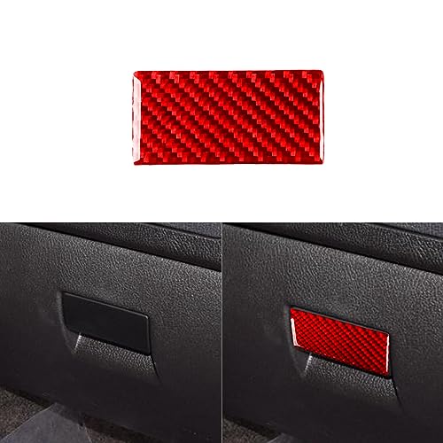 PJFUS Real Premium Carbon Fiber Car Co-Pilot Glove Storage Box Handle Switch Panel Cover Soft Sticker Compatible with Hummer H3 2006 2007 2008 2009 2010 Auto Interior Accessories red