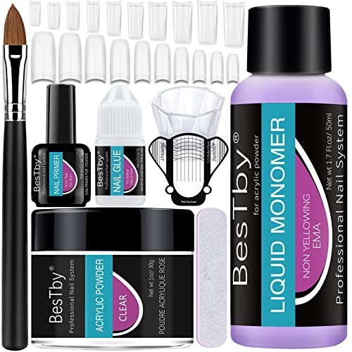 BesTby Acrylic Nail Kit - Clear Acrylic Powder and Monomer Set Nail Art
