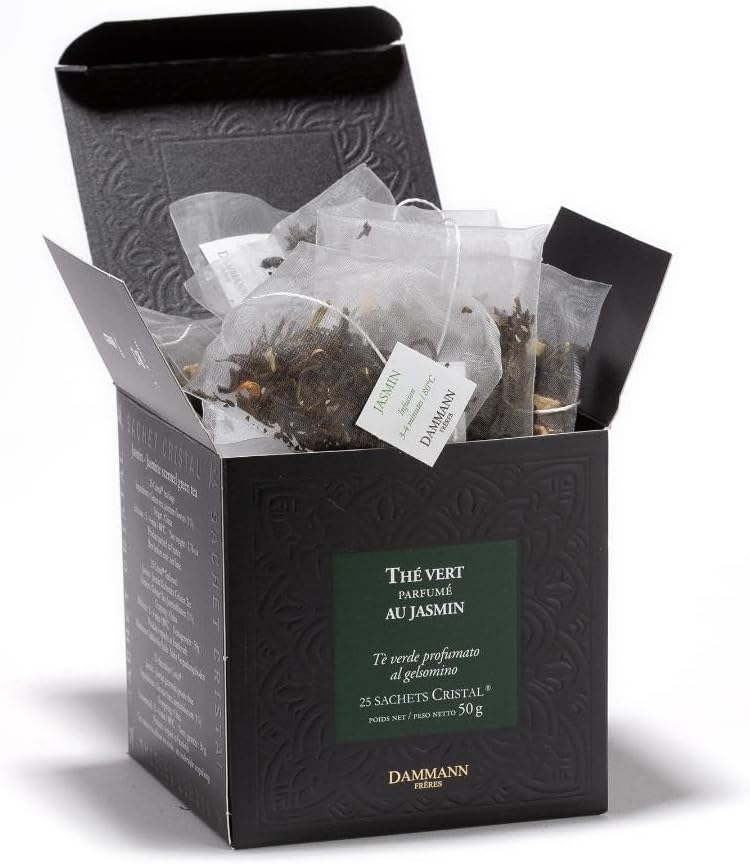 Dammann Frères Sachets, Vert Au Jasmin Tea Bags, Premium Gourmet French Jasmine Green Tea, 25 Count (Single Pack)