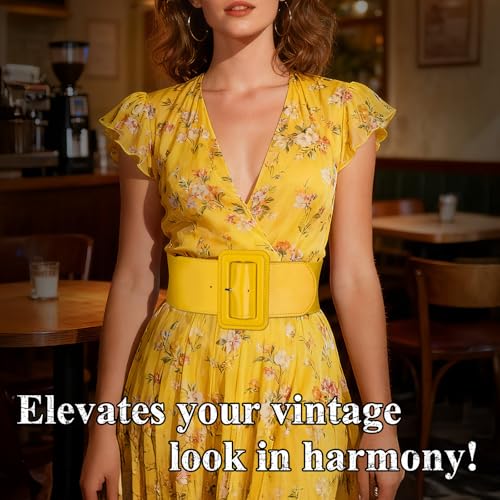 Image of VONMELLI Stretchy Wide Women Belts Elastic Vintage Belts for Women Fashion Ladies Waist Belt for Dress