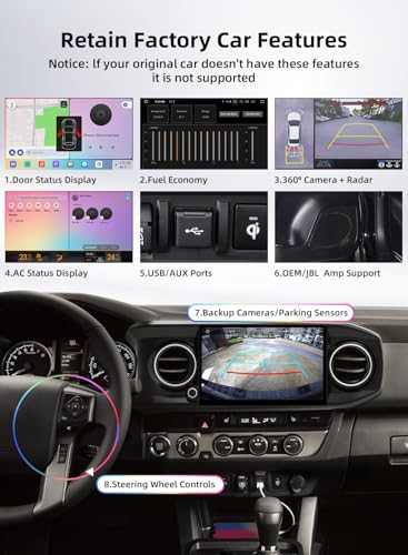 Image of 11.6'' 2K Car Stereo for Toyota Tacoma 2016-2022 | Wireless Carplay & Android Auto, QLED Display, 8+256GB GPS Nagivation, Qualcomm 665, 4G LTE, DTS, Gyroscope, Voice Control