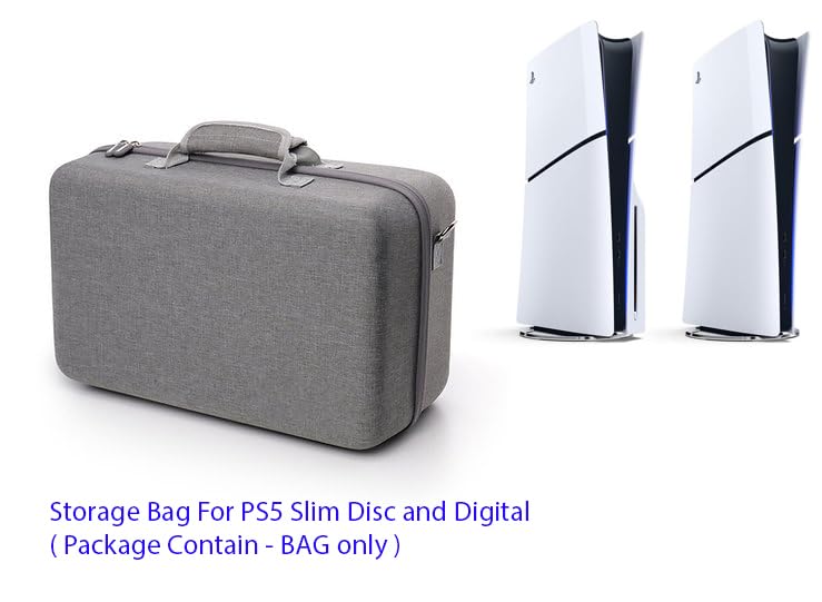 Image of New World Storage Bag for PS5 Slim ,Hard Travel Carrying Case Compatible for PS5 Slim Disc and Digital , Waterproof Shoulder Bag with Both Side Compartments Travel Accessories for PS5 Slim (Grey)