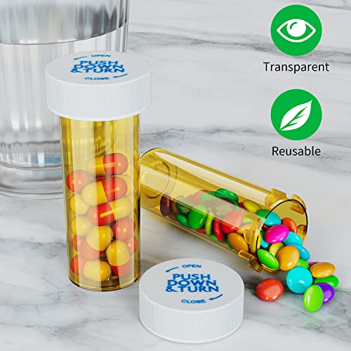 Image of Empty Plastic Medicine Pill Bottles with Child Resistant Caps, 6 Dram Small Prescription Medicine Containers Travel Pill Vials Clear Pill Case Organizers (60 Pack)