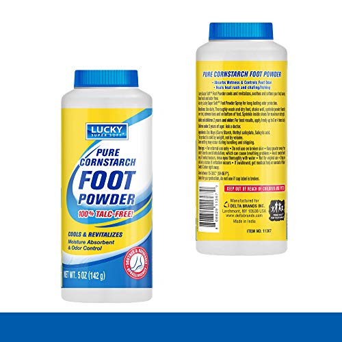 Lucky Super Soft Cornstarch Foot Powder, Talc-Free, Moisture Absorbing Odor Fighting Formula, Natural Protection Against Chafing - (12, 5-Ounce Bottles) - Thumbnail 3