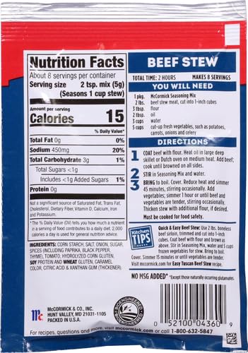 Image of McCormick Beef Stew Seasoning Mix, 1.5 oz (Pack of 4)