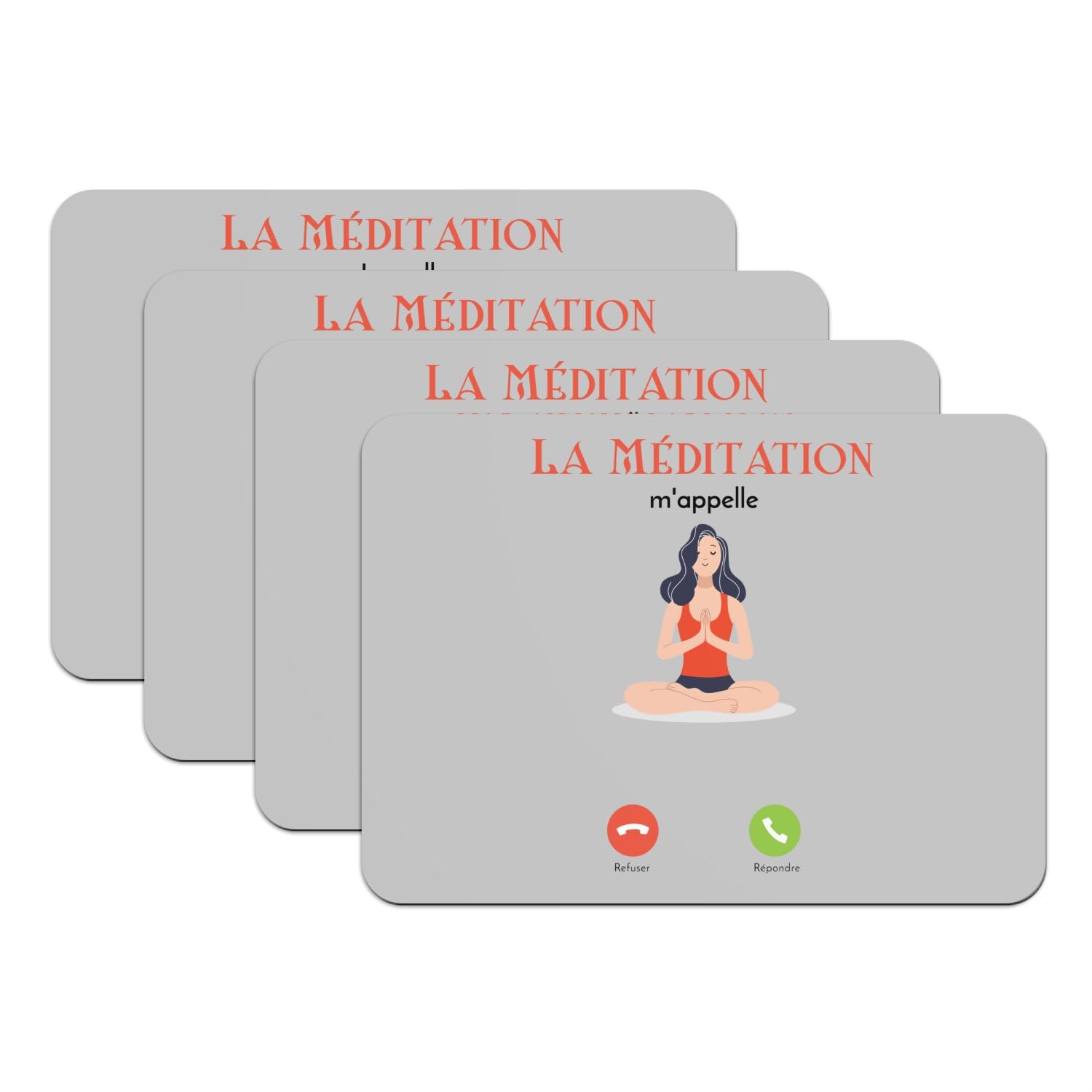 Sets de table gris zen en caoutchouc | Grand format style méditation