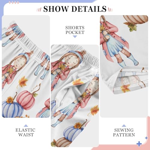 Boys' Pants Halloween Pumpkins Maple Leaf Long Bottoms Jogger Pants Elastic Waist Trousers with Pockets S-XL4