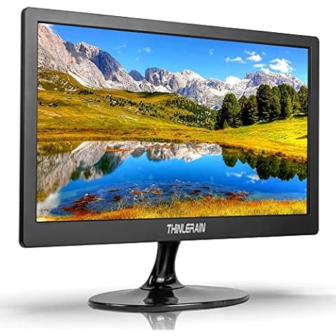 Portable Monitor 15.6 inch Small PC Monitor HDMI and VGA FHD 1920 x 1080P IPS Screen Display Monitor for Laptop PS3 PS4, (VESA, Built-in Speakers, 60hz) Thinlerain Cover