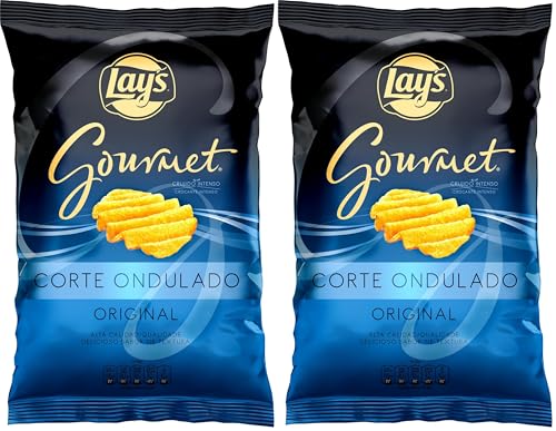 Lay's Gourmet Onduladas, Patatas fritas con sal, Producto de Aperitivo, bolsa individual, 150 gr (Paquete de 2)
