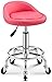 Stołek na kołach Obrotowy krzesło stołek biurowy na kołach, stołek studia z różowym skórzanym siedzeniu skórzanym, regulowaną wysokość 47-59 cm, wspornik 160 kg, regulowany stołek obrotowy z oparcia