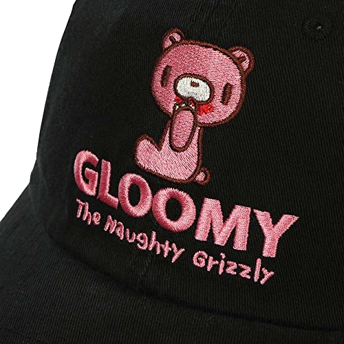 Bioworld Gloomy Bear Cotton Twill Heavy Wash Black Dad Unisex Cap #TOP2