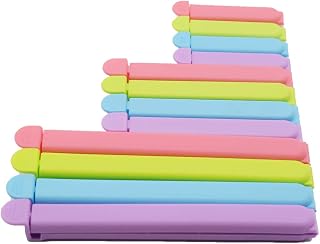 Aiamo 12-Pack Bag Sealing Clips for Food & Snacks - 3 Sizes (2.75", 4.33", 6.29"), Airtight, Freezer & Dishwasher Safe