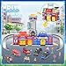 Ochido Boys Toys for 3 4 5 6 Years Old,Large City Action Playset Kit with Lights Sounds,Walkie-Talkie,Foldable Police & Fire Station Transform Track Toy with 4 Cars,Helicopter,7 Accessories