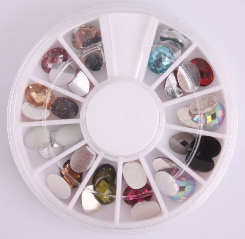 Nails gaga 3d Nail Art Wheels 36 PCS 12 Colors Rhinestones Big Glitter Round diamond DIY Decorations