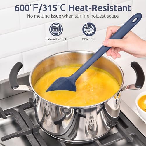 Image of U-Taste 14 inch Long Silicone Spoonula, 600F High Temp Spatula, Midnight Blue