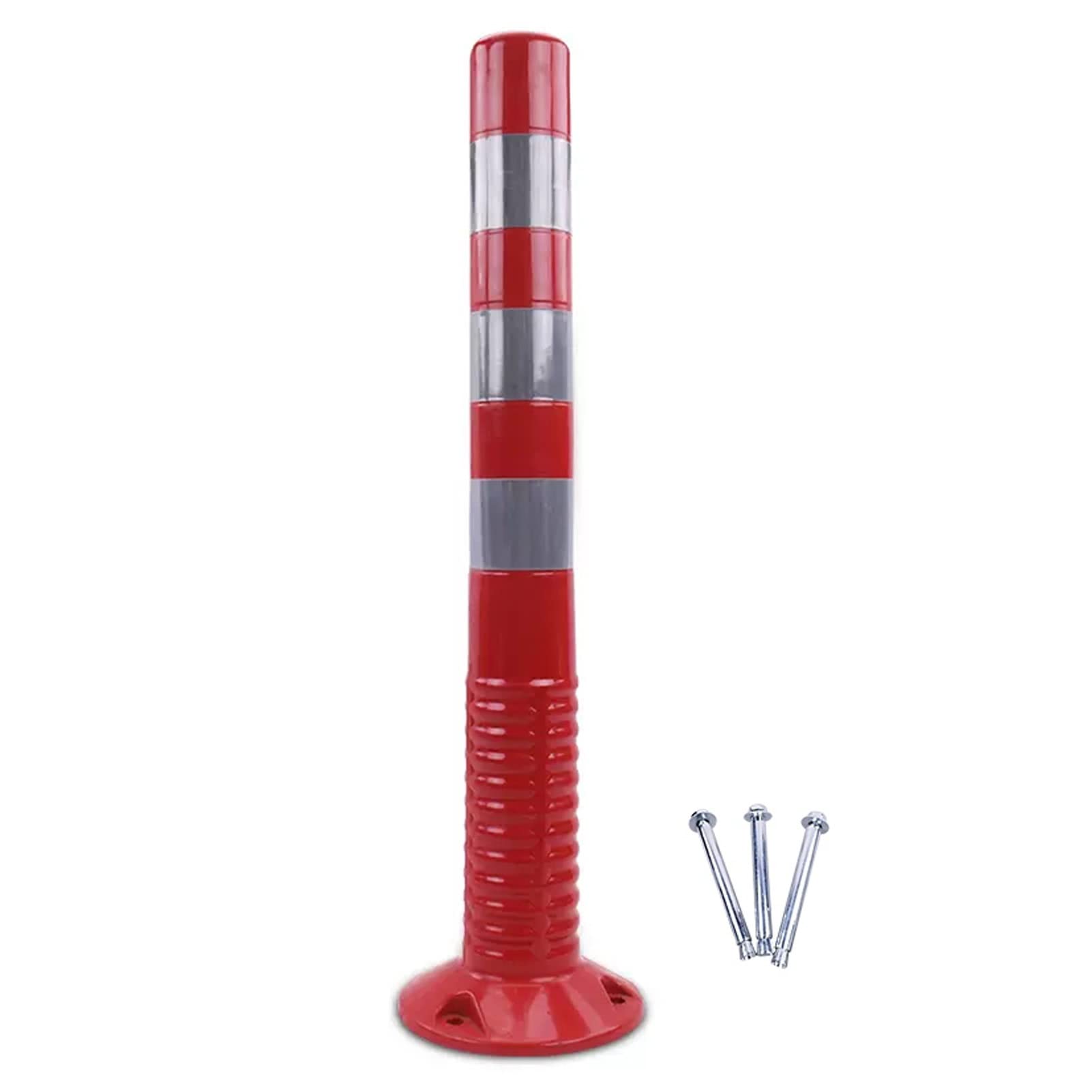 GTHTUHFD Construction Cone Traffic Delineator Post Plastic Security Posts Traffic Safety Cones,Street/Sidewalk Road Caution Cones For Driveways,Reflective Road Markers Bollar,Red and Silver-1 Pack