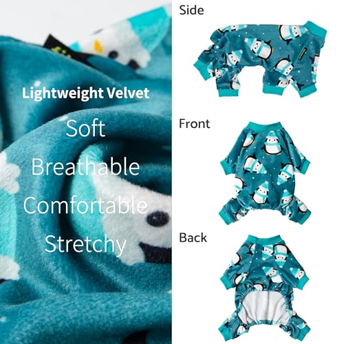 Image of Fitwarm Cute Penguin Dog Pajamas, Dog Winter Clothes for Small Dogs Girl Boy, Cozy Dog Onesie, Soft Pet Jammies, Doggy Apparel, Teal Blue, XXL