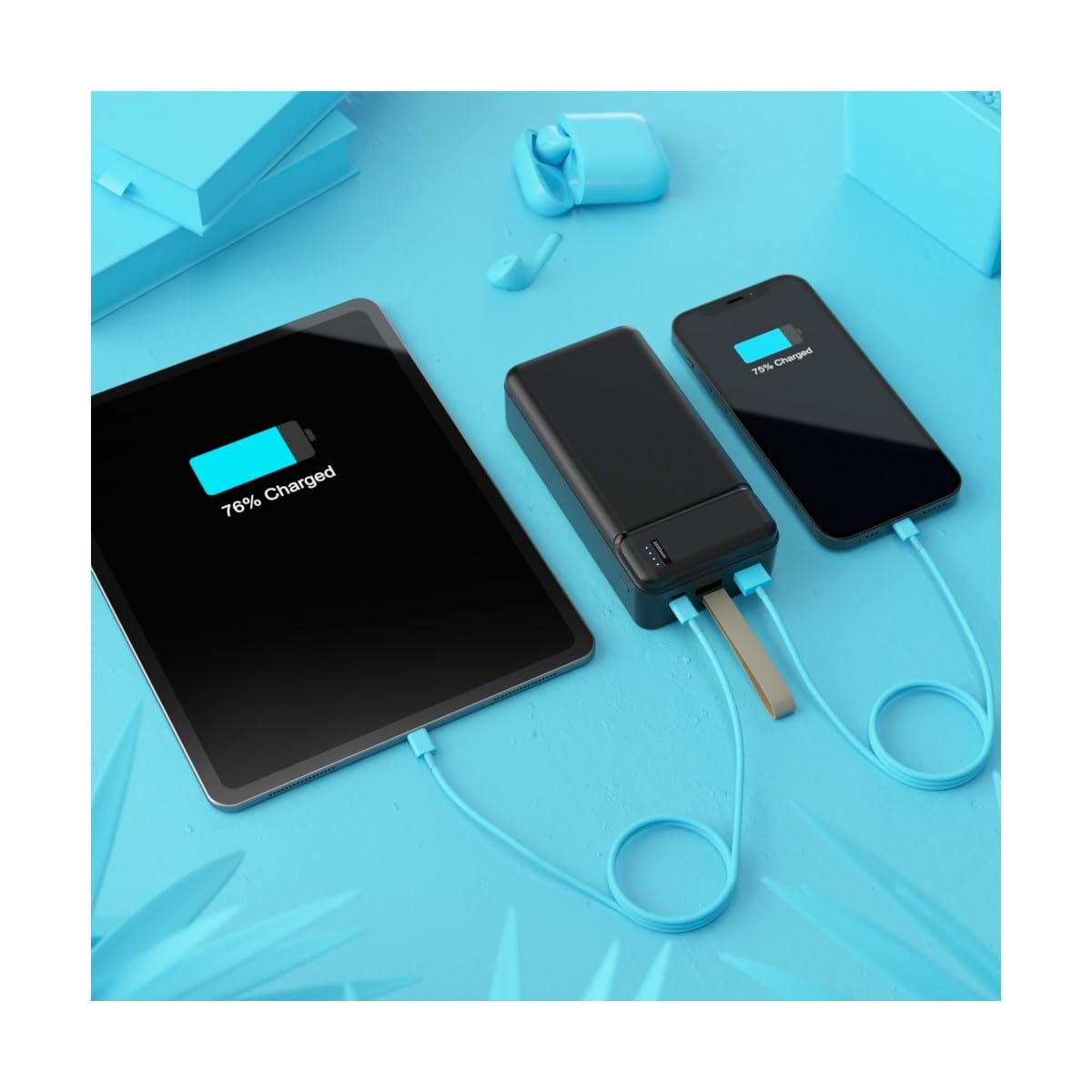 XMOOVE - Travel - Batterie Externe Grande capacité - 30 000 mAh XMVB108 - jusqu'à 12 recharges Double Port USB - 22.5W Max, Port USB-C in&Out - 20W Max