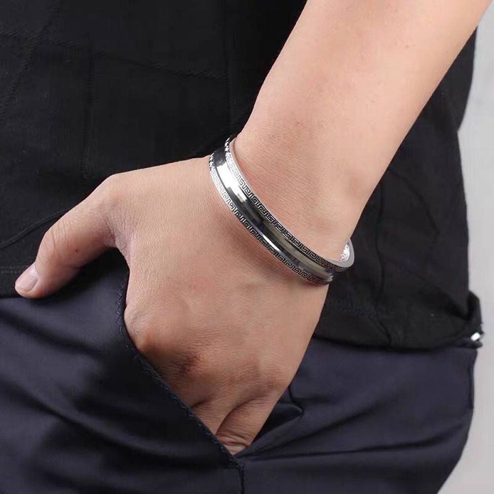 Braccialetti a Catena con Polsino in Argento Sterling Moda, Bracciale in Argento Sterling 925 da Donna Bracciale con Polsino Cinese Vintage Gioielli in Argento da Donna