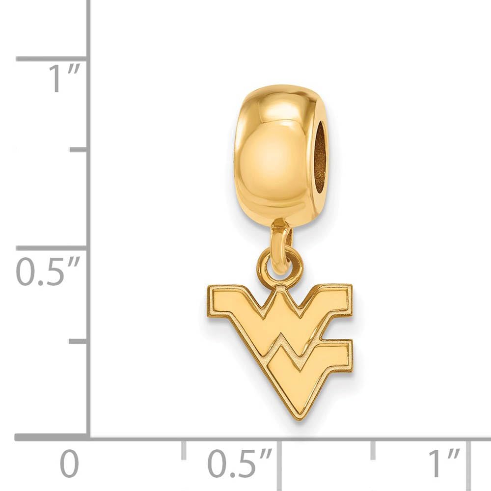 LogoArt 14k Yellow Gold Plated Sterling Silver West Virginia Univ. XS 'WV' Dangle Charm