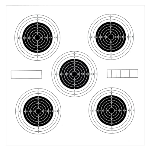 ADCHOP Dianas 14 x 14 cms Paquete de 100 Unidades en cartón de 6 grs para Tiro al Blanco: Airsoft, Aire comprimido, perdigón balín. Estándares para práctica y competición.