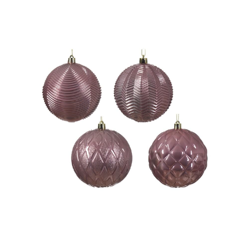 KaemingkDecoris Christmas 10Cm Baubles Shatterproof Shiny Velvet Pink Assorted 1 Piece
