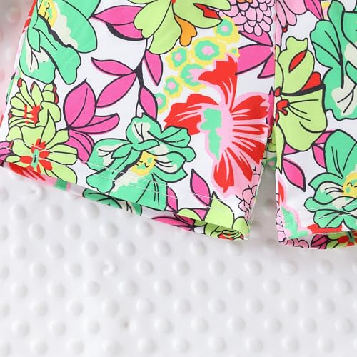 Image of 3-8 T Toddler Girls Clothing Set Ruffle Sleeve Bow Tie Top + Floral Shorts Set