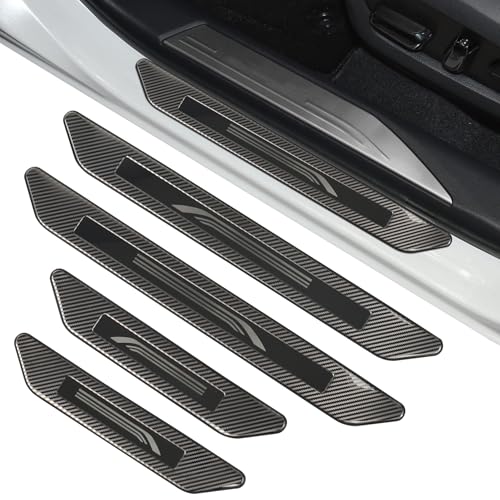 Hugeek 4PCS Door Sill Protector Compatible with Lexus 2022-2025 NX 250/350/350 F Sport/350h/450h+/450h+ F Sport Accessories Carbon Fiber Texture Stainless Steel Material Auto Door Entry Guards