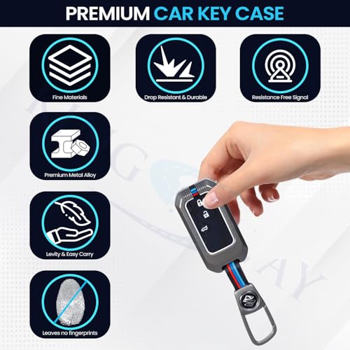 Image of KINGSWAY Maruti Suzuki Car Key Cover and Keychain Perfect Shape and Compatible with 3 Buttons Smart Key of All Maruti Suzuki Cars, Remote Key Shell, Car Key Chain Cover, 360 Protection, Gunmetal Grey