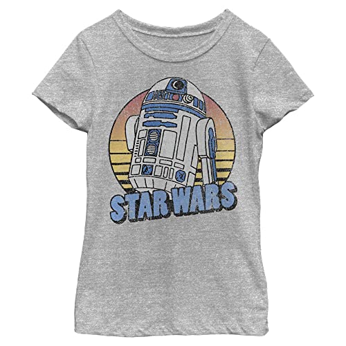 T-shirt Star Wars R2 pour fille en coton gris chiné taille XL avec manches courtes