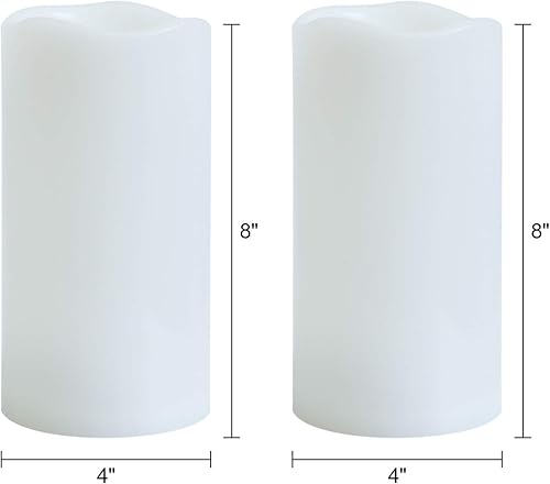 Miniatura 6 de GenSwin Velas sin llama impermeables de 8 x 4 pulgadas para exteriores, funcionan con pilas con temporizador remoto, velas LED parpadeantes grandes