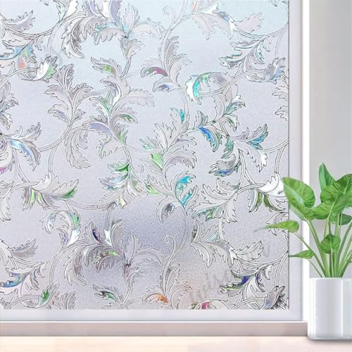 Image of WISDOM Privacy Window Film Frosted Glass Film Static Cling Glass Film No Glue Anti-UV Window Sticker Non Adhesive for Privacy Office Meeting Room Bathroom Living Room (Merigold, 24 x 118 inch)