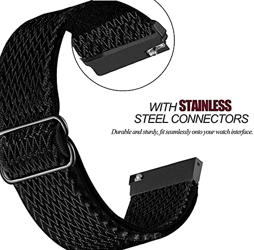 Elastic Bands for Galaxy Watch 7/6/5/4 Bands 44mm 40mm/5 Pro Strap 45mm, Samsung Galaxy Watch 6/4 Classic Band 43mm 42mm 46mm 47mm/Active 2/3 41mm Women Men, 20mm Stretch Nylon Wristband - image 2