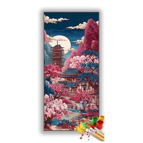 �������G ���{ ���� �����h��G �L�b�g DIY ��l ���S�Ҍ��� �f�W�^�����G ��h�� �����L�b�g�ɂ��G�� Paint By Numbers �A�N�����y�C���g ���ʉ� �����Ńy�C���g �z�[�� �I�t�B�X���� �M�t�g 50x100 cm, �t���[���Ȃ�