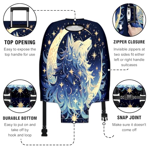 Enhanced Suitcase Protection Robust Luggage Cover with Velcro Straps Handle Slots Customizable Prints Water-Repellent Ideal for Air Travel and Road Trips Bohemian Dogs3