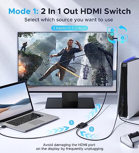 WARRKY HDMI Switch 4K 60Hz 2K 144Hz Bidirectional Switcher, [Aluminium Case - Image 2