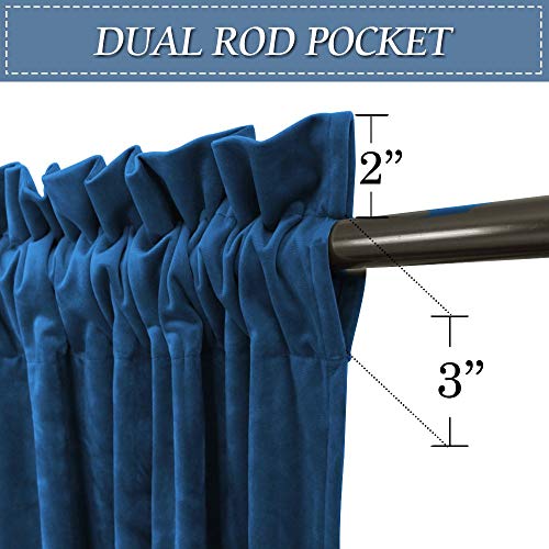 Image of RYB HOME Blue Velvet Curtains - Heavy Duty Thermal Insulated Drapes for Living Room, Energy Efficient Room Darkening Window Curtain Panels for Bedroom /Kids Room, 52 x 84 inch, Royal Blue, 1 Pair
