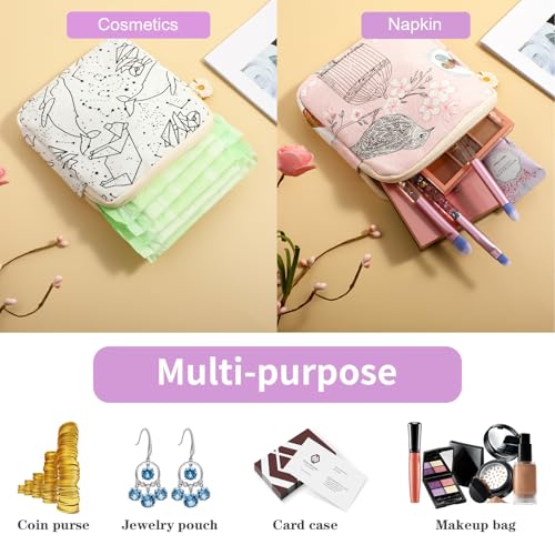 Image of 2PCS Sanitary Napkin Storage Bag, Portable Period Bag Cute Tampon Pad Bag Period Pouch with Daisy Zipper Menstrual Pad Pouch Purse for First Period Gifts Feminine Care