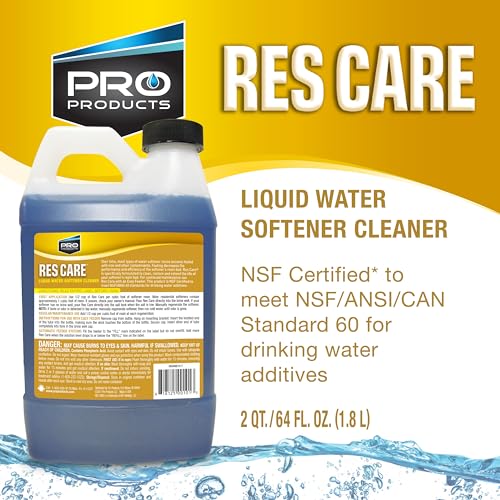pro products res care liquid water softener cleaner universal cleanser for hardwater systems unscented 64 oz