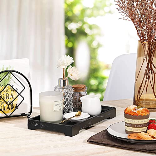 Image of Luxspire Bathroom Sink Vanity Trays, 10 inch x 6 inch Resin Vanity Tray for Soap Dispenser, Kitchen Sink Trays, Vanity Countertop Organizer for Candles Soap Towel Perfume Holder Jewlery, Marble Style -M- Ink