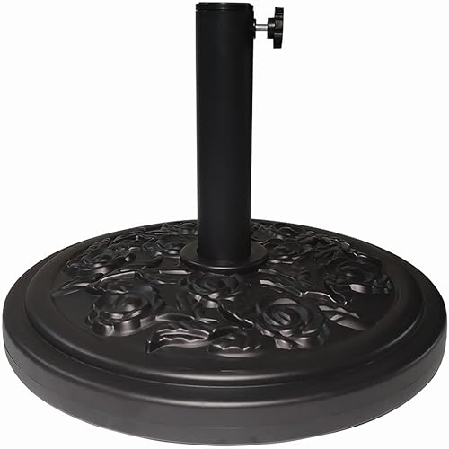 T&Jero Soporte redondo resistente para mesa de patio, mercado, prellenado para exteriores, 33 libras, color negro