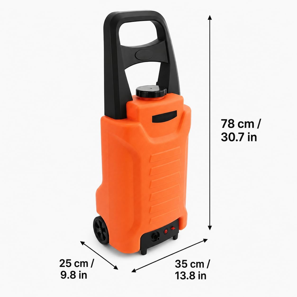 Carrello di pulizia alimentato ad acqua da 35 litri, sistema ricaricabile con palo e tubo da 7 m per lavaggio auto, pulizia finestre e irrigazione giardino