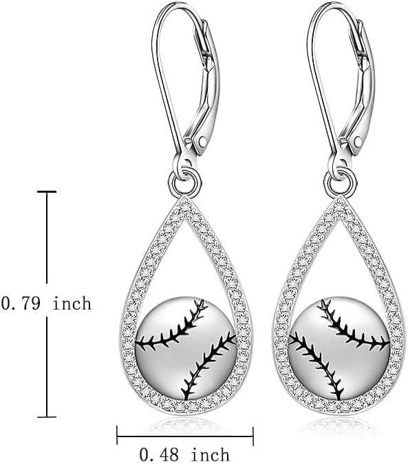 Softball Baseball Earrings for Women 925 Sterling Silver Sport Dangle Hoop Earrings Jewelry Gifts for Players and Coaches - Image 6