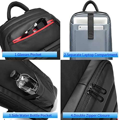 Laptop Backpack for Men,Multifunction Business 15.6 inch Laptop Backpack,with USB Charging Port Travel Bag, Black-03, Large2