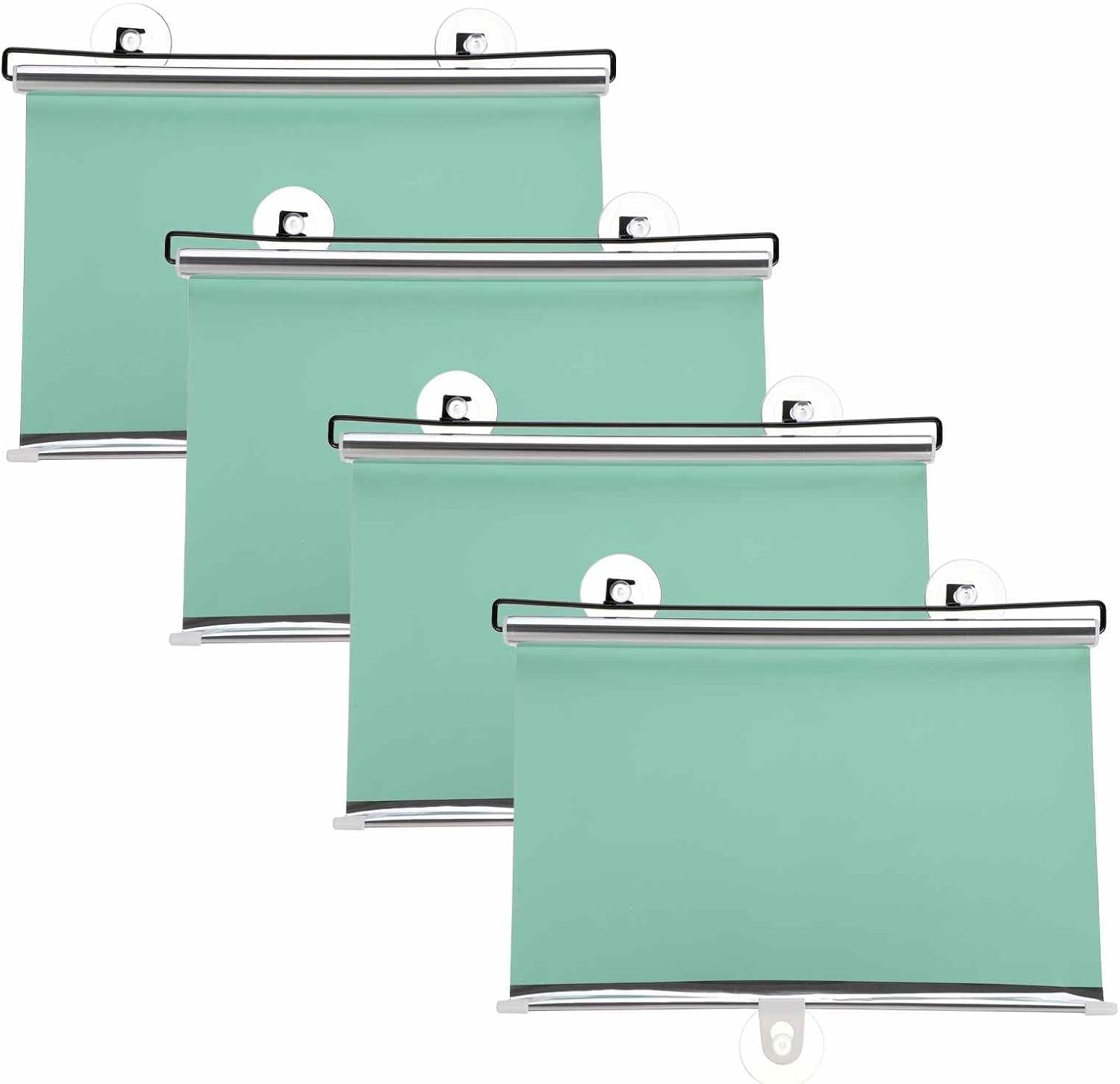 HARFINGTON 4pcs 49"x 16" Retractable Sun Shade, Car Side Window Shades Roller Sunshade with Suction Cups for Cars House Office, Block Rays Glare and Heat, Green