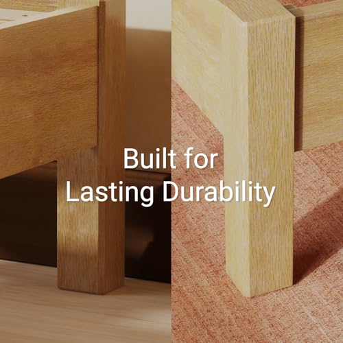 Image of LIFEMENT Full Bed Frame Signature Wood Platform, Noise Free, Under Bed Storage, No Box Spring Needed, Easy Assembly, Natural