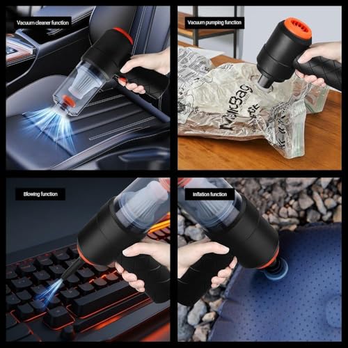 Image of andrew james 6-in-1 Portable Mini Car Vacuum Cleaner with Blower, Window Breaker & Seat Belt Cutter | Cordless Handheld Vacuum Cleaner for Car Use | HEPA Filter, USB Rechargeable