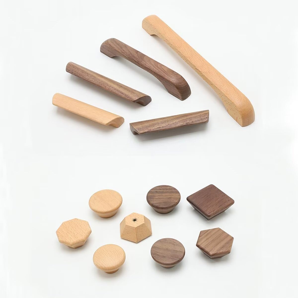 60 mm Schubladenknäufe, unlackiert, sechseckig, Schranktürknäufe, Holzgriffe für Schrank, Ersatzknöpfe für Kleiderschrank, Möbel, Küche, große Größe, 10 Stück