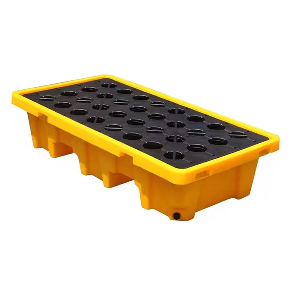 QUSYZD Modular Industrial Spill Containment Platform - Durable Plastic Spill Control Pallet Tray for Safety, Environmental Protection, and Hazardous Material Manage,Yellow-130 * 68 * 30cm