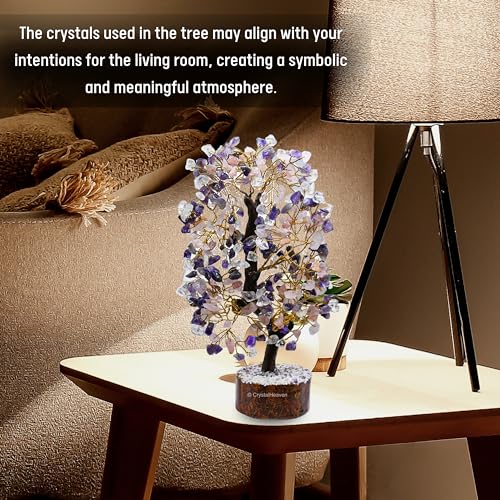 Image of Certified Rose Amethyst Clear Quartz Crystal Tree for Good Luck - Healing Crystals Money Tree for Wealth, Positive Energy at Home Office - Decorative Spiritual Gifts for Vastu, House Warming
